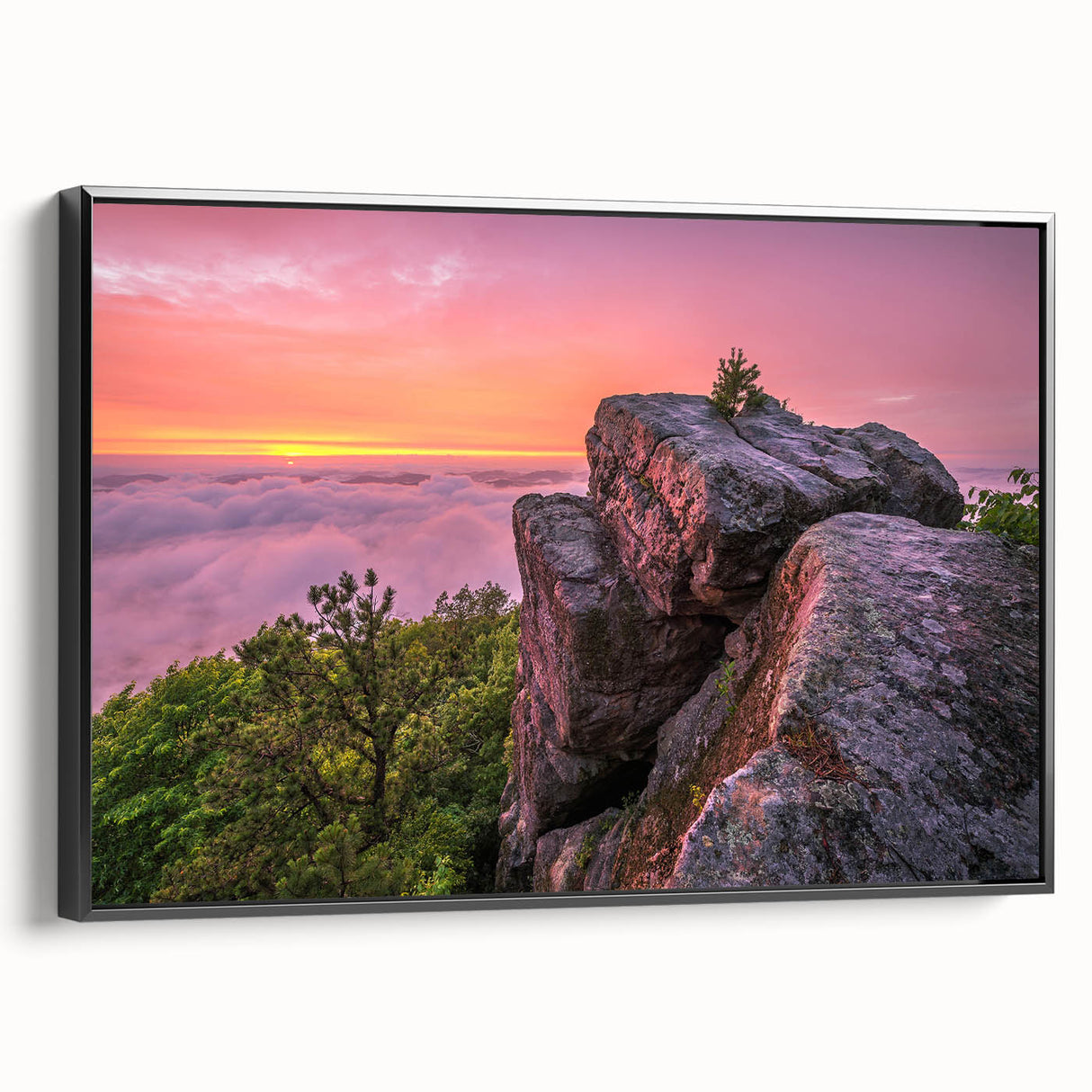 Black and white framed canvas of Kentucky landscape, featuring vintage poster art style, ideal for bedroom wall decor.