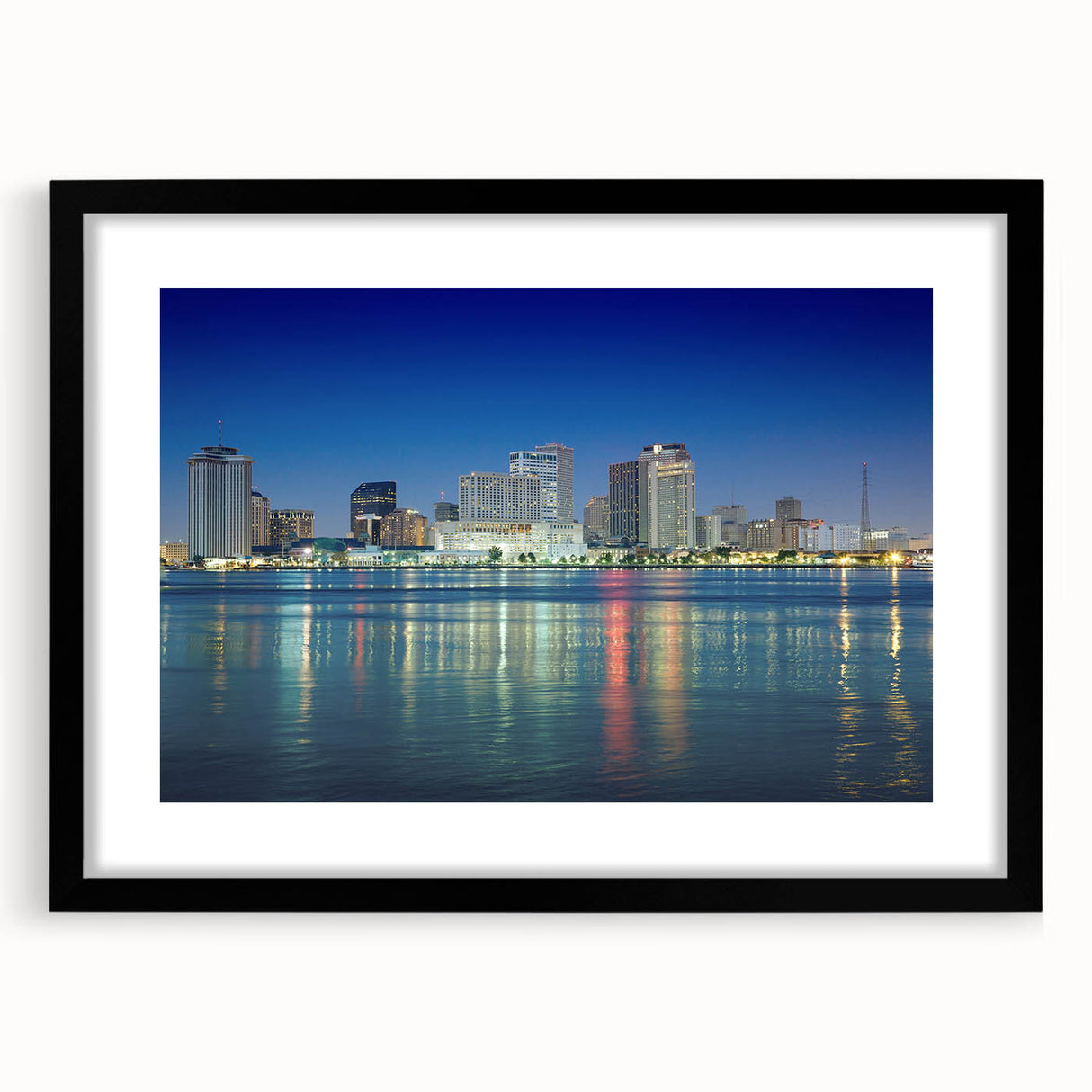 Abstract art print of a colorful, textured New Orleans scenery on a large framed canvas, suitable for living room décor.