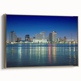 Framed canvas of a vintage-style New Orleans landscape in muted gold and black tones, ideal for bedroom wall art.