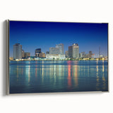 Framed canvas featuring a vintage-style New Orleans landscape with colorful art and black accents.