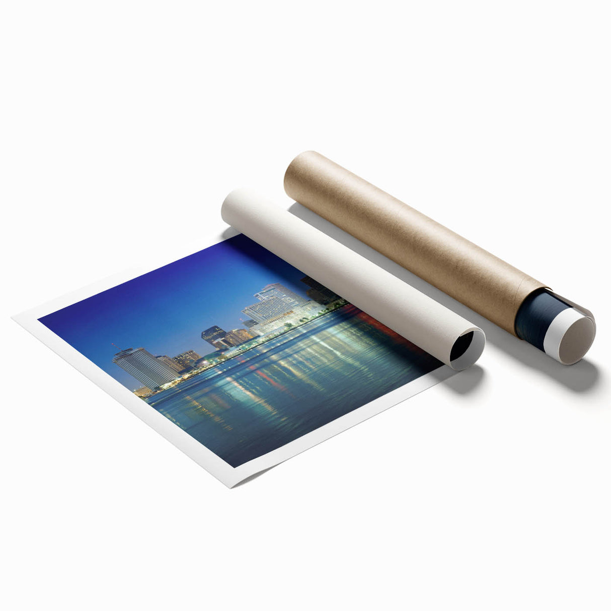 Extra large rolled print featuring a New Orleans scene with vibrant floral elements, ideal for classy bathroom wall art.