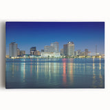 Black and white stretched canvas of New Orleans street scene, ideal for kitchen wall art.