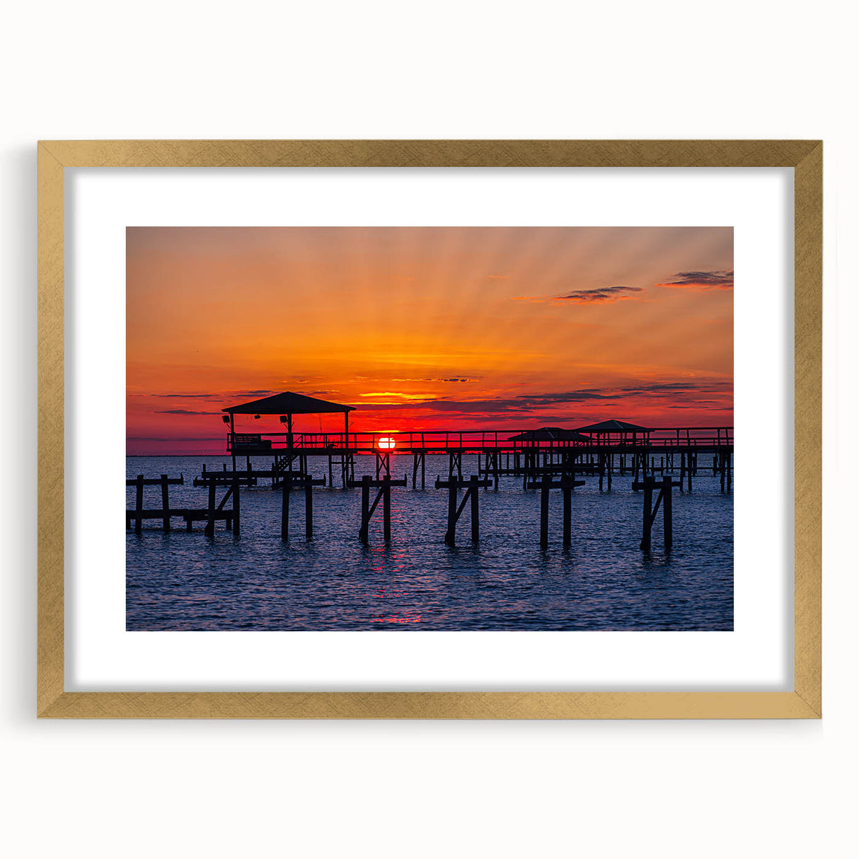 Extra large abstract art print depicting a textured Louisiana landscape in muted earth tones, framed in gold.