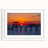 Abstract art print of Louisiana scenery in muted earth tones, framed with a white mat, ideal for dining room decor.