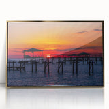 Acrylic print of a Louisiana landscape in muted earth tones, framed in gold, suitable for modern art wall decor.