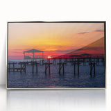 Mid-century modernist art depicting Louisiana scenery in acrylic, framed in silver, suitable for nursery wall decor.