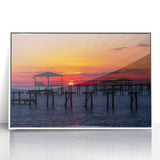 Art deco style Louisiana scenery poster in muted green and blue tones, framed acrylic, ideal for nursery wall art.