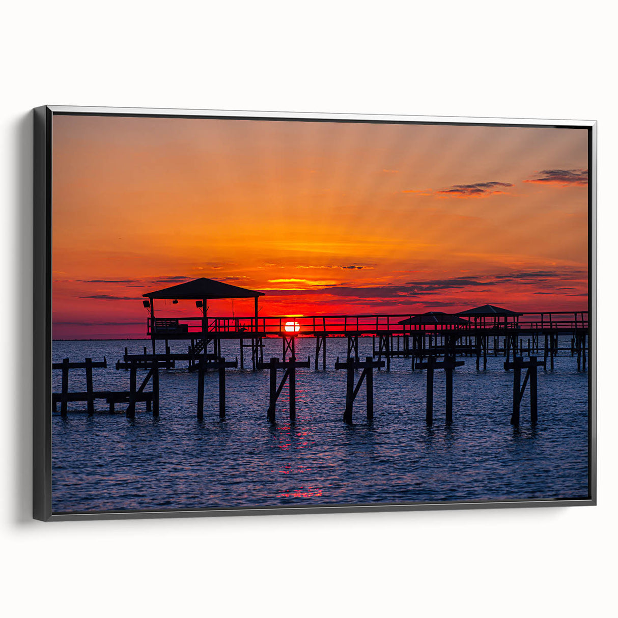 Black and white framed canvas featuring a vintage Louisiana landscape, ideal for bedroom decor.