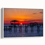 Vintage poster art of a Louisiana landscape in vibrant colors on a large framed canvas, ideal for living room decor.