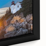 Extra large framed canvas featuring a textured depiction of Acadia, Maine, in vibrant and colorful art.