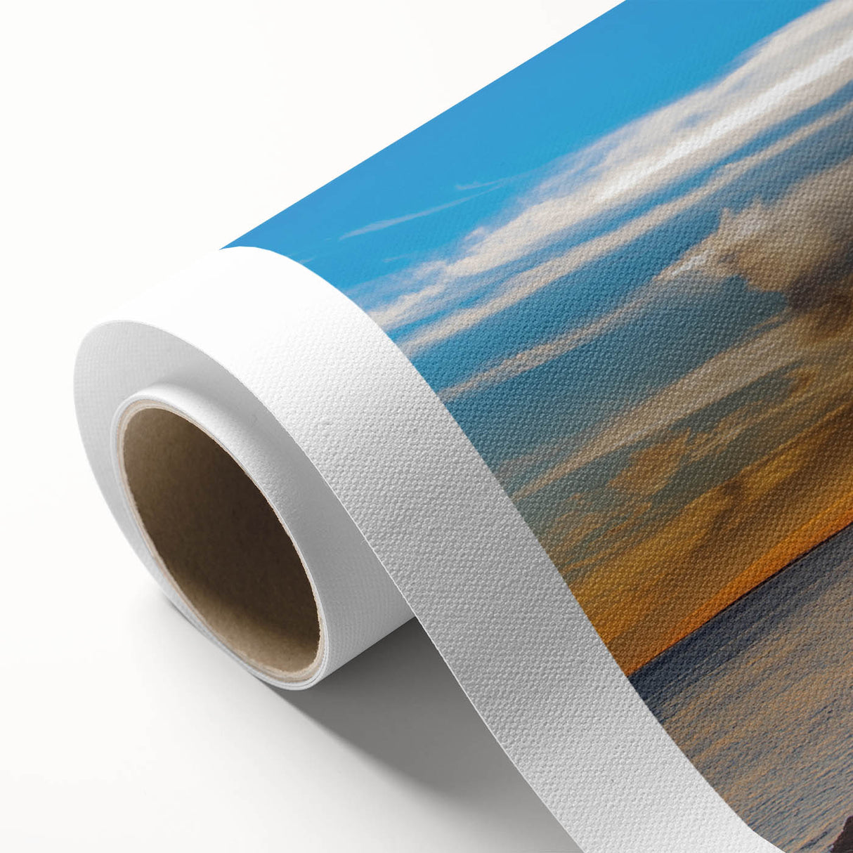 Art Deco style poster of Acadia National Park on a rolled canvas, featuring muted earth tones, ideal for nursery wall art.