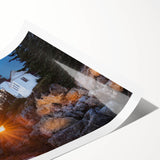 Extra large wall art featuring line art flowers in soft pastel colors on a rolled canvas print.