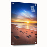 Acrylic print of a serene Maine landscape in muted earth tones, ideal for dining room decor.