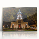 Mid-century modernist art depicting Annapolis, Maryland, in acrylic on a framed silver canvas, suitable for nursery wall art.