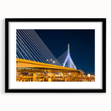 Extra large textured abstract art print of a colorful Boston skyline, framed in black, ideal for living room decor.