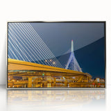 Acrylic print of Boston skyline in art deco style, featuring cool blue and silver tones, suitable for modern art wall decor.