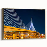 Framed canvas of a vintage-style Boston landscape in black and gold tones, ideal for bedroom wall art.