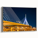 Framed canvas depicting a vintage Boston landscape in colorful art style with prominent black accents.