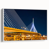 Vintage poster art of Boston skyline in colorful hues on extra large framed canvas, ideal for living room decor.