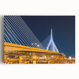 Black and white photo of Boston skyline on large stretched canvas, suitable for kitchen wall art.