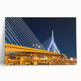 Black and white photo of Boston skyline on large stretched canvas, ideal for kitchen wall art.