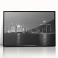 Large abstract wall art depicting Detroit skyline in muted gray and blue tones on framed acrylic.