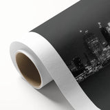 Art Deco-style poster of Detroit skyline in pastel colors on rolled canvas, suitable for nursery wall art.