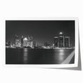 Rolled print of Detroit skyline in muted gray tones, ideal for art wall dining room placement.