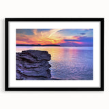 Large abstract wall art depicting Michigan's Upper Peninsula in muted earth tones on a framed black mat.