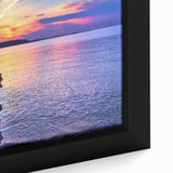 Extra large framed canvas of a textured Michigan Upper Peninsula scenery in black with colorful art accents.