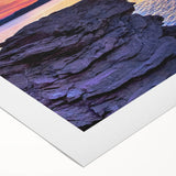 Art deco poster featuring a serene Michigan Upper Peninsula landscape, muted green and blue tones on rolled canvas.