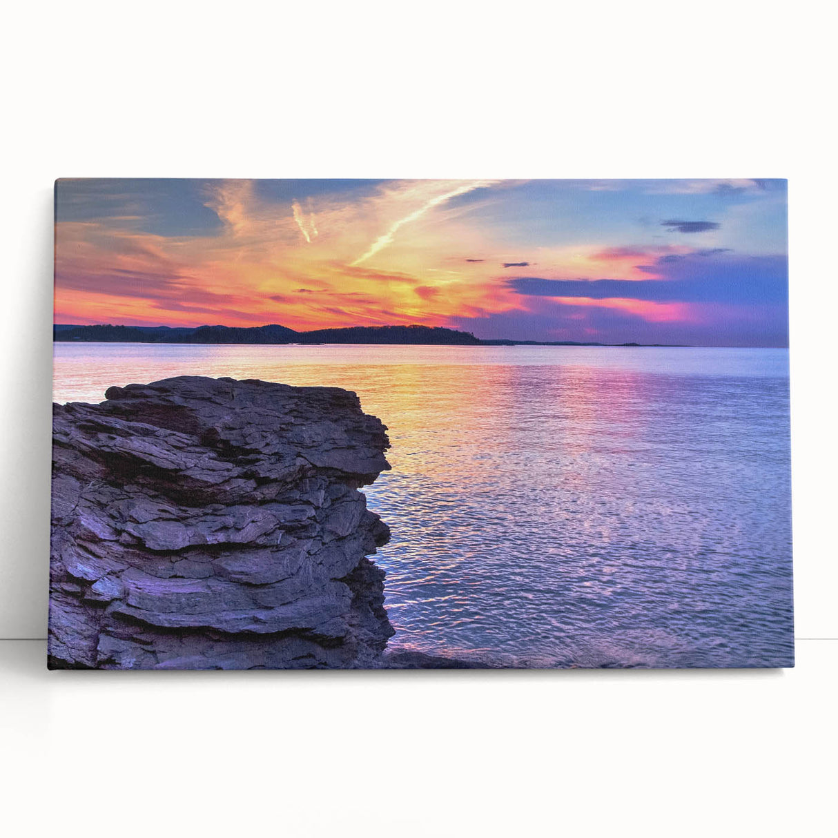 Black and white photograph of Michigan's Upper Peninsula on stretched canvas, suitable for kitchen wall art.