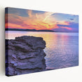 Scenic view of Michigan's Upper Peninsula on a stretched canvas, featuring earthy green and blue tones.