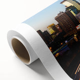 Art Deco style poster of Minneapolis skyline in pastel colors on rolled canvas, ideal for nursery wall art.