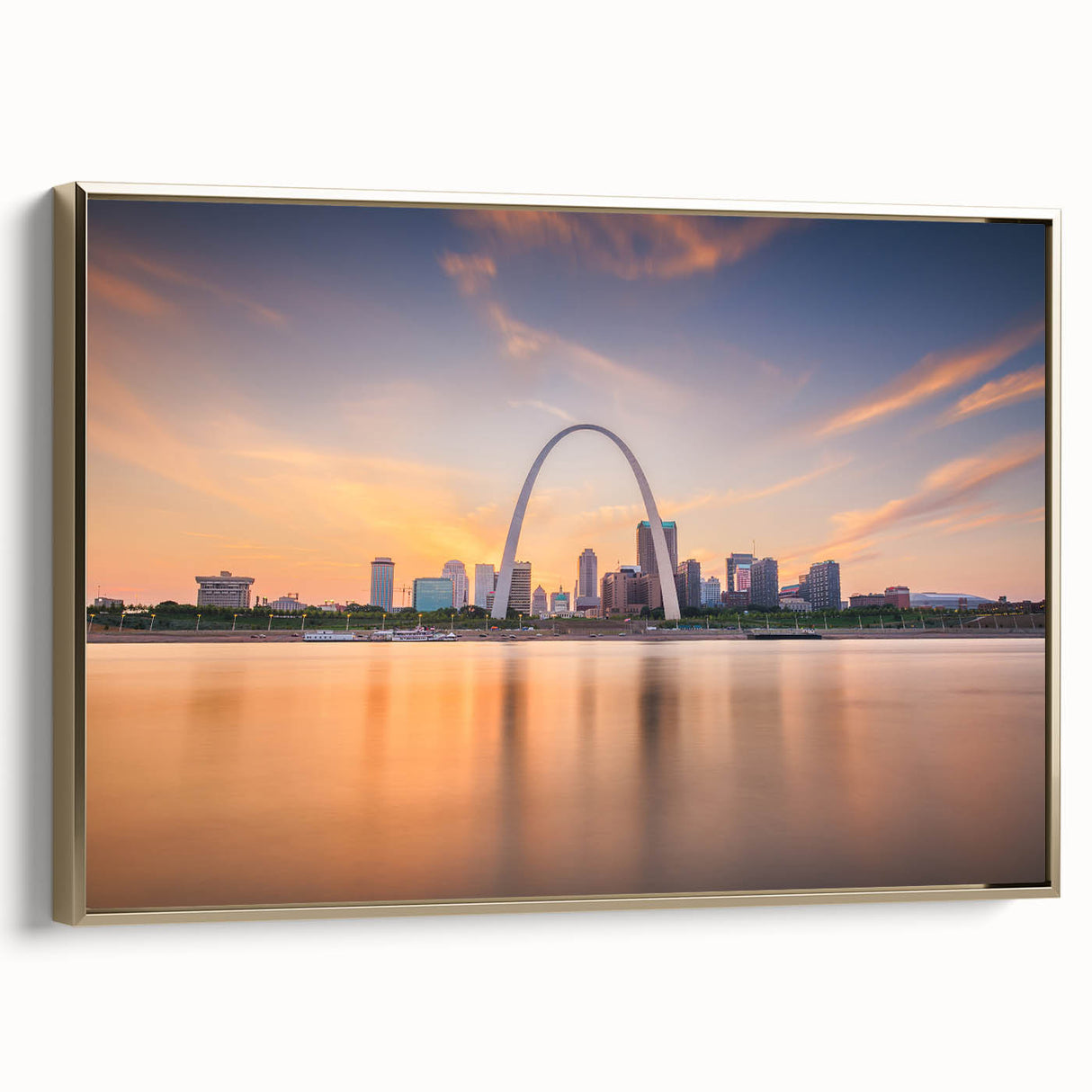 Framed canvas wall art featuring a vintage-style Mississippi landscape in muted gold and black tones.