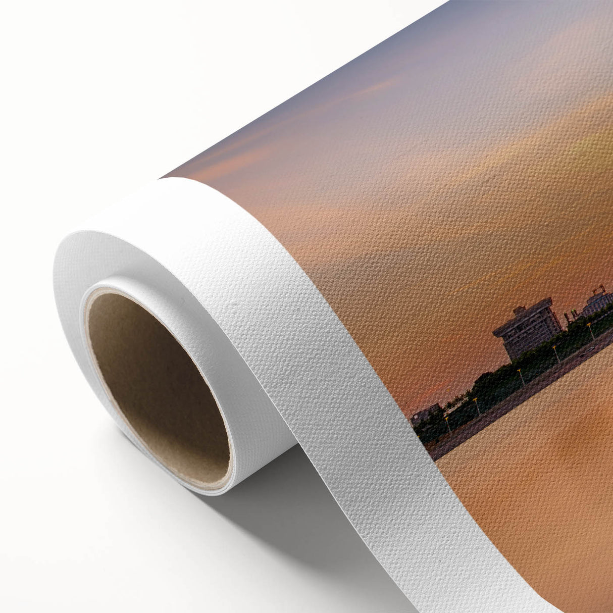 Art deco poster of Mississippi scenery in pastel blue and green hues, ideal for nursery wall art on rolled canvas.