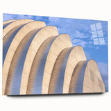 Acrylic print of Kansas City skyline in muted blue tones, suitable as large bedroom or dining room art.