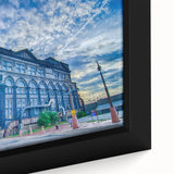 Close-up of textured black wall art featuring the St.