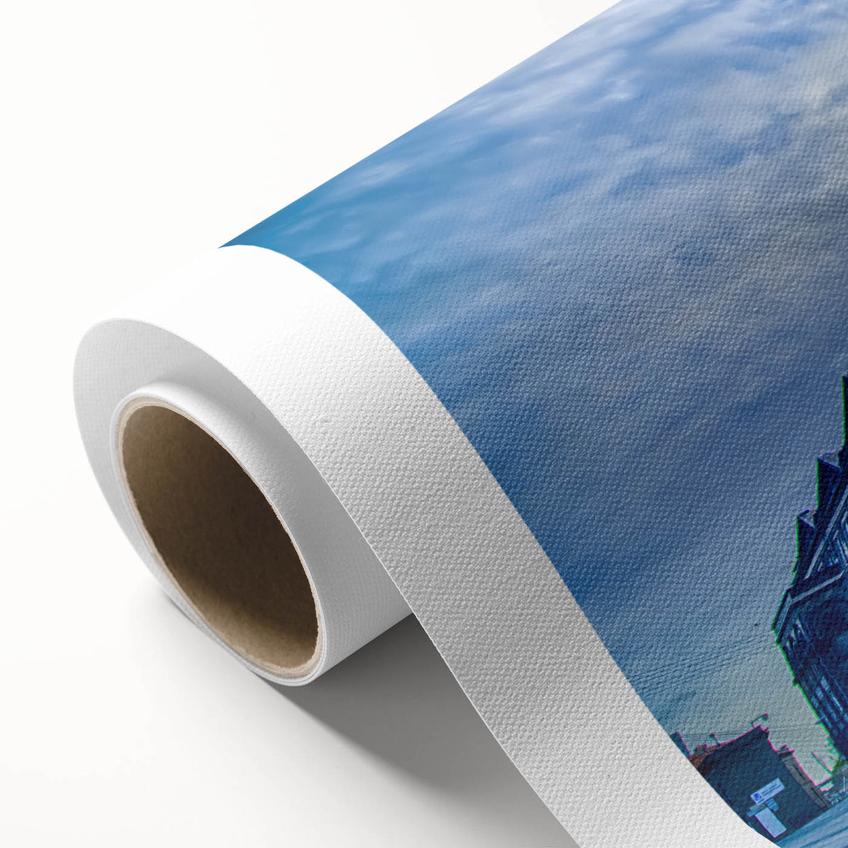 Art deco style poster of St. Louis skyline in pastel shades on rolled canvas, ideal for nursery wall art.