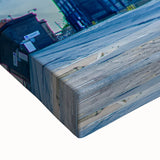 Black and white landscape art painting of St. Louis skyline on stretched canvas, suited for bedroom wall decor.