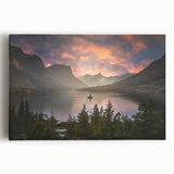 Black and white photograph of Montana's Glacier National Park on large stretched canvas, suitable as kitchen art.