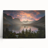 Black and white photograph of Glacier National Park on stretched canvas, ideal for kitchen wall art.