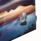 Large abstract wall art depicting a Montana landscape in muted earth tones on acrylic glass, suitable for dining room art.