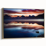 Vintage poster art of Montana scenery on framed canvas, featuring a gold frame and a mix of earthy and blue tones.