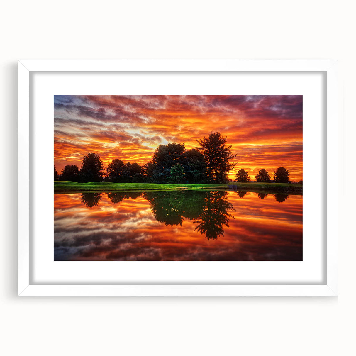 Abstract art print of Nebraska scenery in muted earth tones, framed with a white mat, suitable for dining room decor.