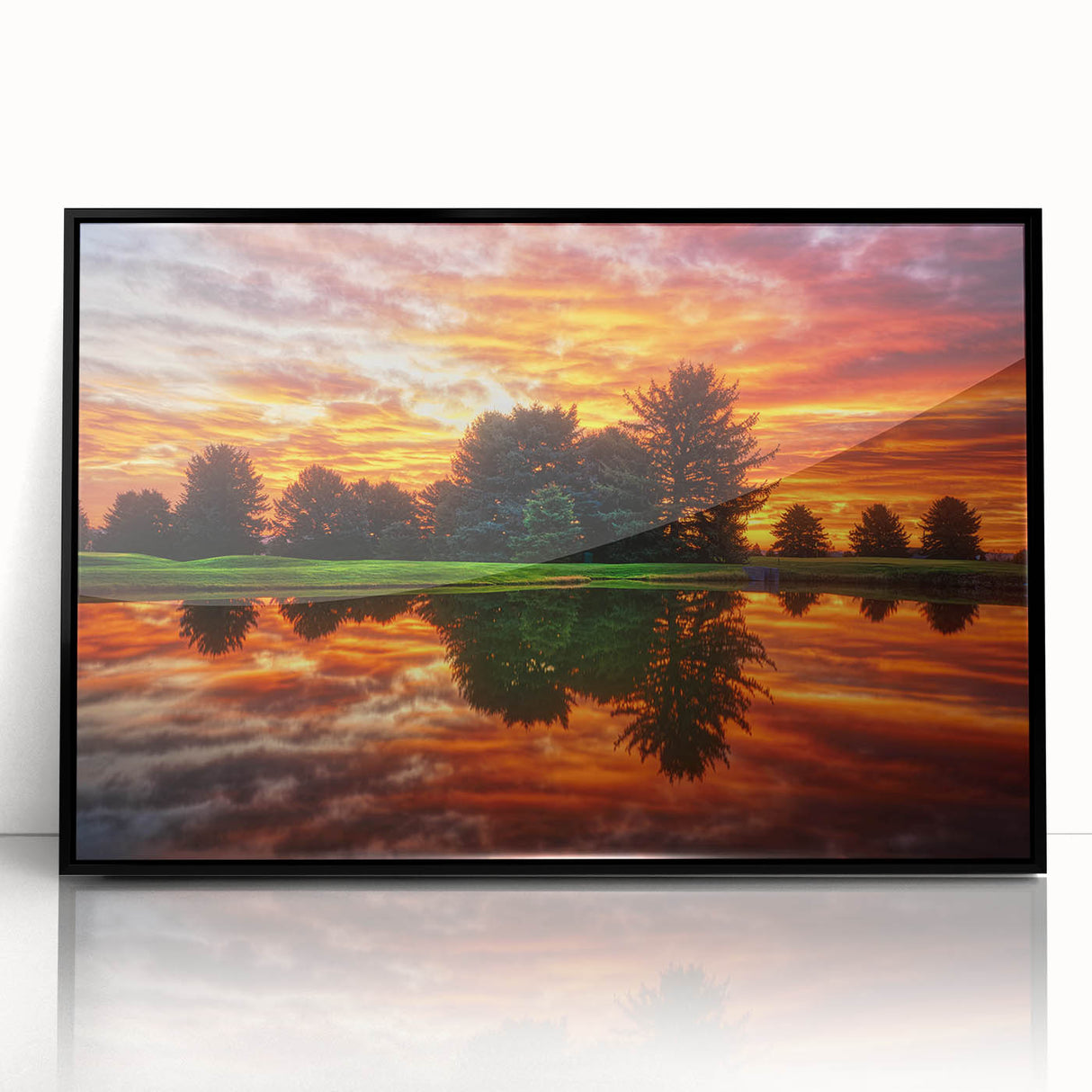 Large abstract wall art depicting Nebraska scenery in muted earth tones, framed in black acrylic.
