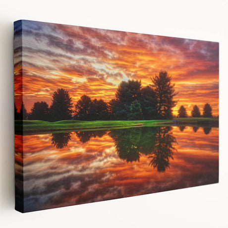 Nebraska landscape on large stretched canvas with natural green and blue tones, suitable for kitchen wall art.