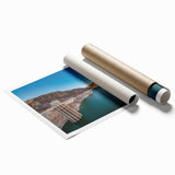 Extra large rolled print of Hoover Dam in muted gray tones, suitable as classy bathroom wall art.