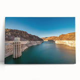 Black and white stretched canvas of Hoover Dam, ideal for kitchen wall art or bedroom decor.