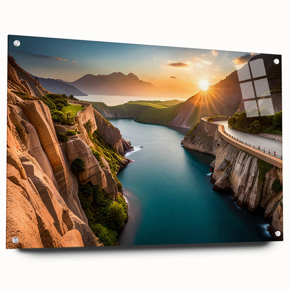 Acrylic print of Lake Mead, Nevada, featuring soft blue and beige tones, ideal for bedroom or dining room wall art.